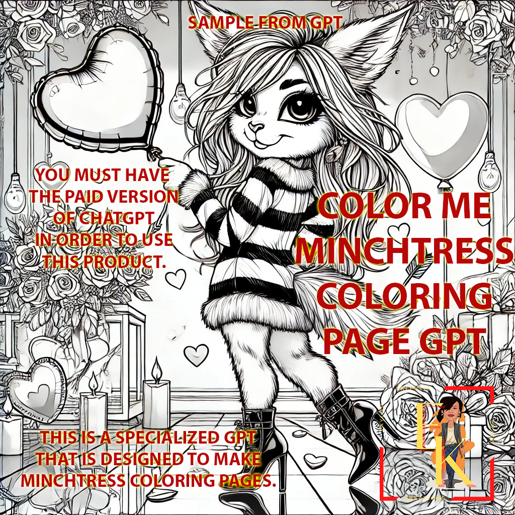 COLOR ME MINCHTRESS GPT Coloring Page Creator - Create Your Own Custom Digital Coloring Pages