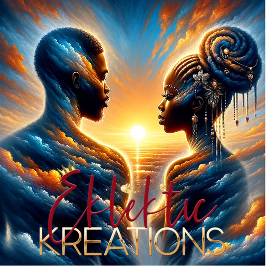 "Soulful Horizon Couple JPG - Afrocentric Sunrise Embrace Art"