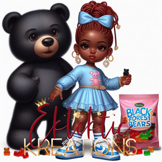 "Enchanting Playmate Duo: Digital Artwork with Bear Companion JPG"