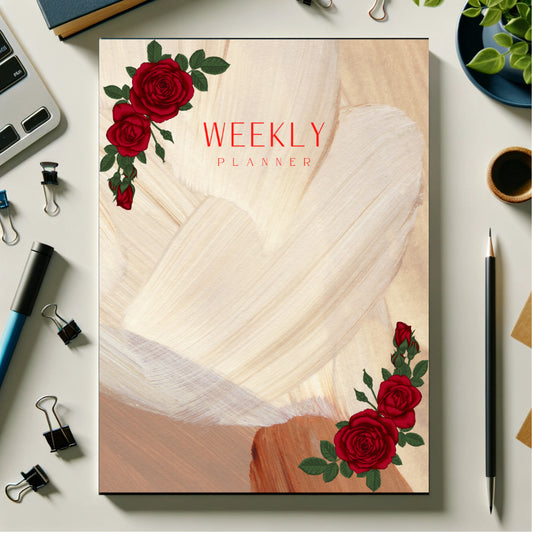 Elegant Rose-Adorned Digital Weekly Planner - Organize Life with Style