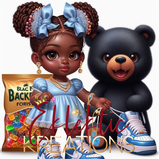 "Charming Companion Art Piece: Sweet Girl & Bear Digital JPG"