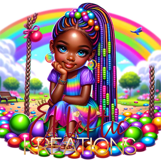 "Serene Park Daydream - Lustrous Child Portrait with Rainbow - JPG File"